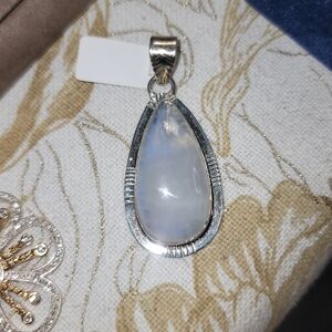 Elegant Sterling Silver MoonstoneTeardrop Pendant